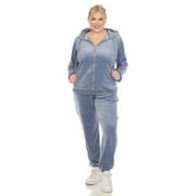 White Mark Women's Plus Size 2 Piece Velour Tracksuit Set